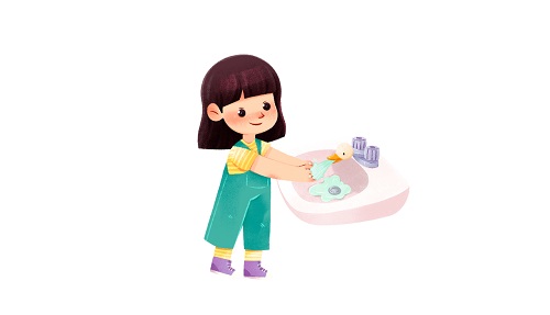 孩子正在洗手